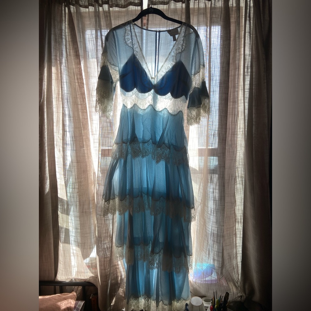 Alice McCall Light Blue and White Lace Maxi Dress